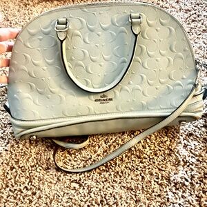 Coach Light Gray Embossed Satchel